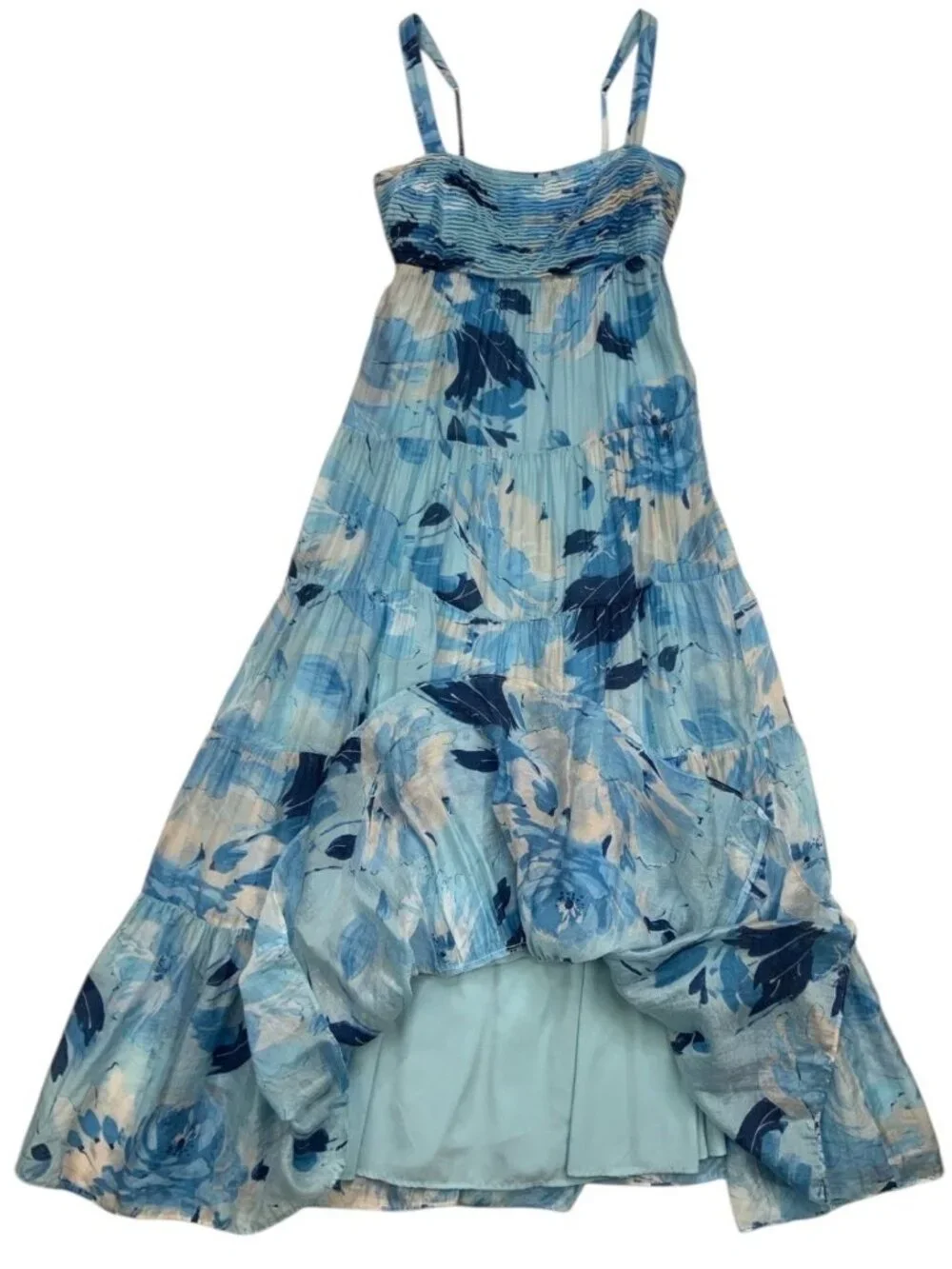 Abercrombie and Fitch Floral Tiered Maxi Dress SP Petite Blue ALTERED